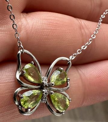 Peridoot 925 zilver ketting vlinder beschikbaar voor biedingen
