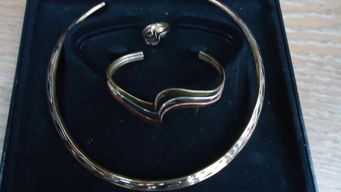 3 kleuren goud verguld ketting armband en ring, Sieraden, Tassen en Uiterlijk, Kettingen, Zo goed als nieuw, Overige materialen