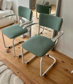 Design buisframe stoelen zo goed als nieuw, wit blauw-grijs, Huis en Inrichting, Stoelen, Ophalen, Wit, Zo goed als nieuw, Metaal