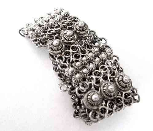 925 zilveren Hollandse stijl Zeeuwse knop Armband , Antiek, Sieraden, Tassen en Uiterlijk, Antieke sieraden, Armband, Zilver, Ophalen