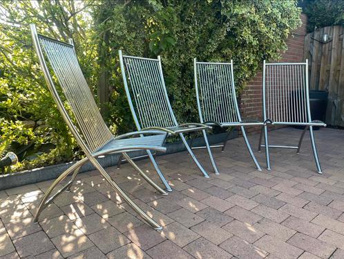 Gardinox Tuinstoelen RVS 4 stuks, Tuin en Terras, Tuinstoelen, Zo goed als nieuw, Rvs, Ophalen