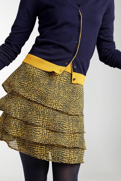 ZGAN! Leuke rok met stroken details maat 44!, Kleding | Dames, Rokken, Zo goed als nieuw, Maat 42/44 (L), Geel, Boven de knie