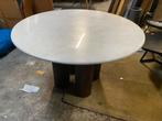 Tafel xavi beige marmer 130cm mango poten bkeuze hoge kortin, Huis en Inrichting, Ophalen, Rond, Nieuw, Vijf personen of meer