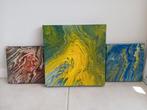3 Abstracte schilderijtjes, Antiek en Kunst, Ophalen of Verzenden