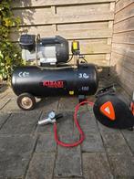 Krachtige Kibani Compressor – 100 liter – 3 PK met Haspel, Gebruikt, Ophalen of Verzenden, 200 tot 400 liter/min, 10 bar of meer
