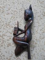 mooi uit coromandel hout gesneden vrouw beeldje 27 cm, Antiek en Kunst, Kunst | Beelden en Houtsnijwerken, Ophalen of Verzenden