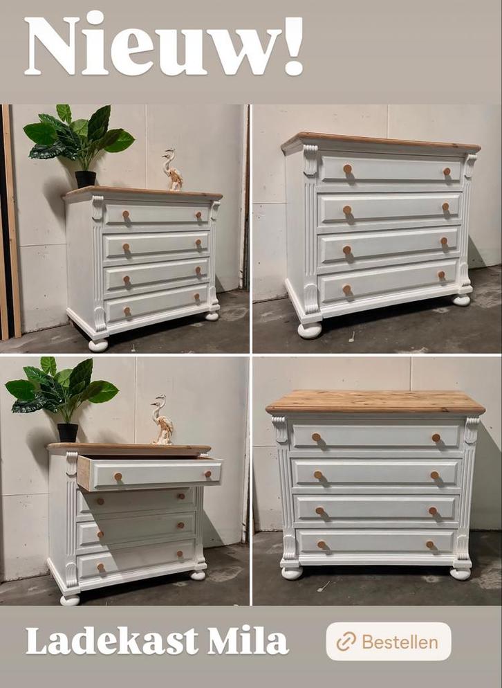 Lade Kast - Mila, Huis en Inrichting, Kasten | Dressoirs, Nieuw, 100 tot 150 cm, 25 tot 50 cm, Met lade(s), Grenenhout, Ophalen