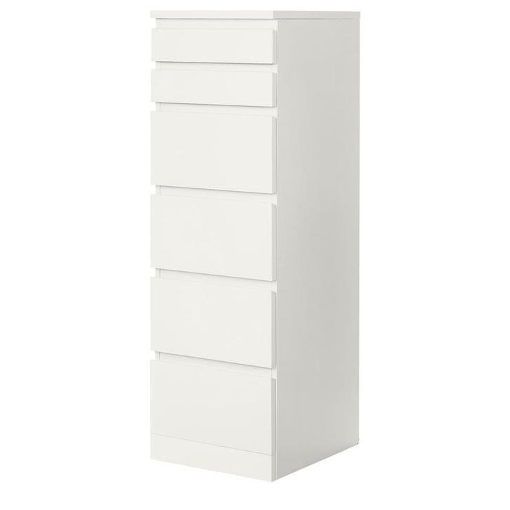 IKEA MALM Ladekast - Wit/Spiegelglas - 40x123 cm, Huis en Inrichting, Kasten | Ladekasten, Gebruikt, 100 tot 150 cm, Minder dan 50 cm