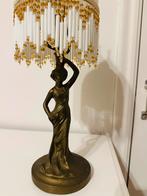 Art Deco Dame Lamp brons met Kralenkap, Ophalen