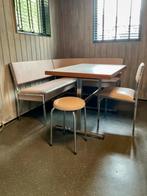 Vintage jaren 50/60 originele eethoek met stoel en krukje., Huis en Inrichting, Complete eetkamers, Ophalen, Gebruikt, Vintage jaren 50/60