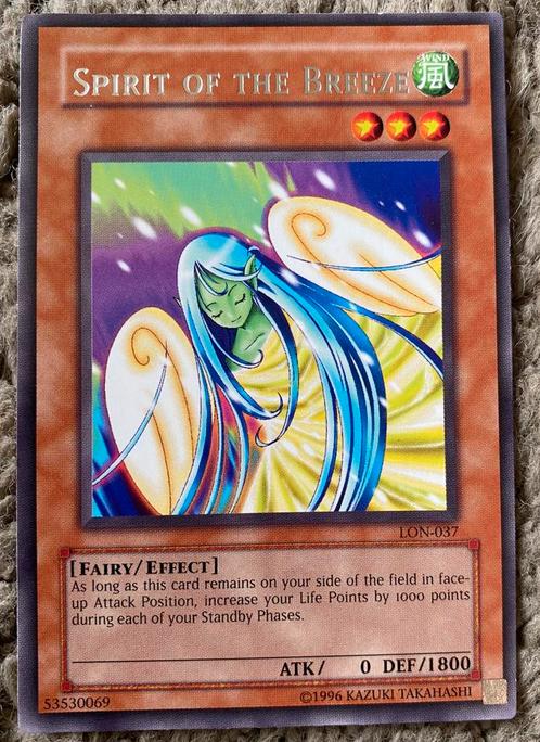 Yu-Gi-Oh! Spirit of the Breeze LON Old US Print !, Hobby en Vrije tijd, Verzamelkaartspellen | Yu-gi-Oh!, Gebruikt, Losse kaart