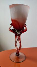 design vaas rood wit glas kristal Jozefina Krosno art glass, Ophalen of Verzenden