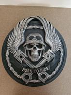 Mooie zware wanddecoratie,skull,bikers,wandbord,mancave,ride, Ophalen of Verzenden, Zo goed als nieuw