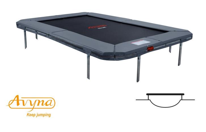 Avyna Pro-Line inground trampoline rechthoek 380x255cm Grijs, Kinderen en Baby's, Speelgoed | Buiten | Trampolines, Nieuw, Ophalen