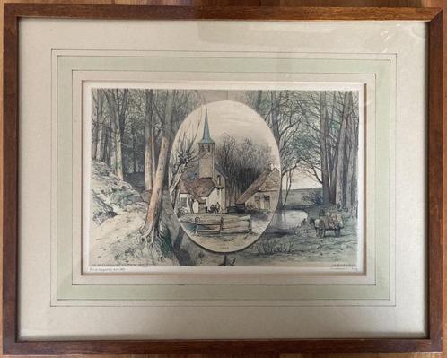 Handgekleurde litho van Rozendaal, Waterberg en de kerk van, Antiek en Kunst, Kunst | Litho's en Zeefdrukken, Ophalen of Verzenden