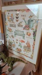 Groot Borduurwerk marjolein bastin tuin dieren bloemen, Hobby en Vrije tijd, Borduren en Borduurmachines, Ophalen, Zo goed als nieuw