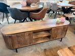 Magazijn leegverkoop tv meubel retro Remi mangohout ribbel, Nieuw, Ophalen of Verzenden, Info@wkhome.nl, Argonweg 20 Amersfoort