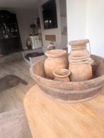 Mooie oude ronde olijfbak, Huis en Inrichting, Ophalen of Verzenden, Gebruikt, Rond, Hout