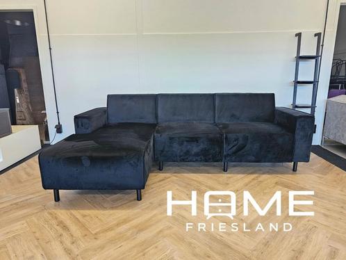 Z.G.A.N Hoekbank - Velvet - Zwart, Huis en Inrichting, Banken | Sofa's en Chaises Longues, Zo goed als nieuw, Ophalen of Verzenden