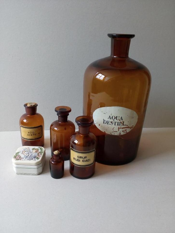 Oude apothekersfles(jes)/pillendoosje(Regina)Pr.p.st. vanaf, Antiek en Kunst, Curiosa en Brocante, Ophalen of Verzenden