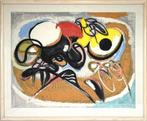 Zijde afdruk Piet Oubor, abstracte compositie
