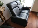 Bankstel zwart leer, Huis en Inrichting, Banken | Bankstellen, Ophalen, Gebruikt, 100 tot 125 cm, 300 cm of meer