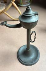 Mooie oude olielamp, tin, Antiek en Kunst, Antiek | Tin, Ophalen of Verzenden