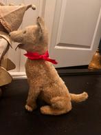 Oude (Steiff?) hond, mohair, glazen ogen, houtwol gevuld., Antiek en Kunst, Ophalen of Verzenden
