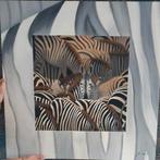 olieverfdoek Zebra's, Antiek en Kunst, Ophalen