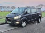 FORD TRANSIT CUSTOM 2.0 l2 dubbel cabine ac!, Auto's, Gebruikt, Euro 6, Zwart, Bedrijf