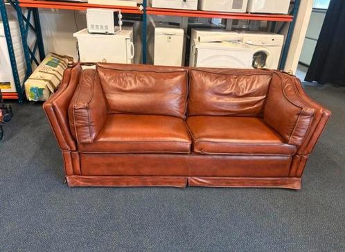 Luxe Vintage Leren Bank – Cognacbruin – Tijdloze Uitstraling, Antiek en Kunst, Antiek | Meubels | Stoelen en Banken, Ophalen