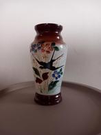 Vintage glazen vaas met bloemmotief, Antiek en Kunst, Ophalen of Verzenden