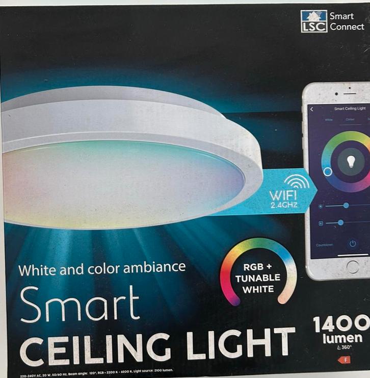 NIEUW LSC SMART CONNECT CEILING LICHT 1400 LUMEN Plafondlamp, Huis en Inrichting, Lampen | Losse lampen, Nieuw, Led-lamp, Minder dan 30 watt