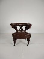 Antieke Leren Fauteuil – Robson & Son, Newcastle, Ophalen