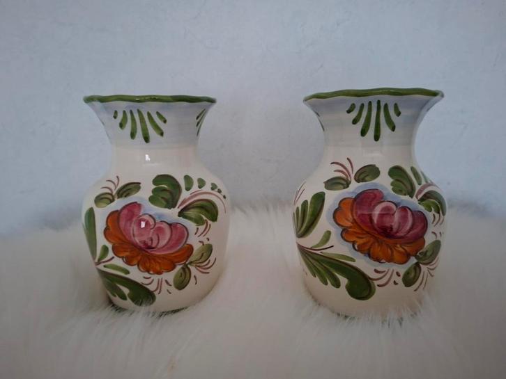 Handbeschilderde vazen set 16 cm hoog NIEUW., Antiek en Kunst, Antiek | Vazen, Ophalen of Verzenden