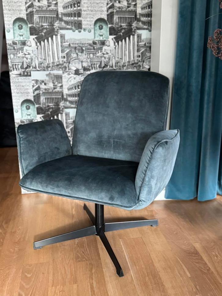 Draaifauteuil Velvet Petrol, Huis en Inrichting, Fauteuils, Nieuw, Stof, 50 tot 75 cm, 75 tot 100 cm, Ophalen