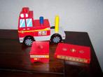 Blokken stapelpuzzel brandweerauto, Kinderen en Baby's, Speelgoed | Houten speelgoed, Ophalen of Verzenden, Gebruikt