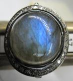 Labaradoriet diamant 0,34 krt cocktail ring %100 natuurlijk, Sieraden, Tassen en Uiterlijk, Ringen, Ophalen, Blauw, Zo goed als nieuw