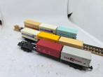 Lima containerwagons met 8 containers, Hobby en Vrije tijd, Modeltreinen | N-Spoor, Gebruikt, Wagon, Ophalen of Verzenden, Analoog
