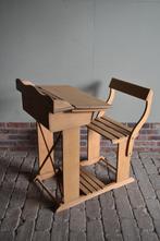 Prachtige houten vintage schoolbank, bureau, secretaire, Verzenden, Gebruikt, Tafel(s) en Stoel(en)