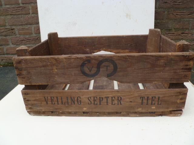 Houten veilingkist: Veiling Septer Tiel (Vintage/nostalgie.), Huis en Inrichting, Woonaccessoires | Kisten, Gebruikt, Minder dan 50 cm