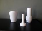 Set Van 3 Witte Vintage Design Items - Vaas - Kandelaar, Wit, Aardewerk of Porselein, Ophalen of Verzenden, Zo goed als nieuw