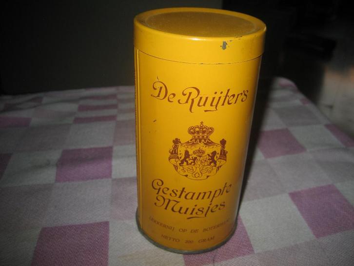 De Ruyter gestampte muisjes rond blikje2, Verzamelen, Blikken, Zo goed als nieuw, Overige, Overige merken, Ophalen of Verzenden