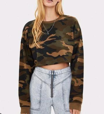Bershka cropped army sweater maat XS beschikbaar voor biedingen