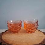 Vintage 6 schaaltjes/waxinelichthouders van roséglas, Antiek en Kunst, Ophalen of Verzenden