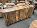 GROTE UITVERKOOP Nieuw dressoir retro mangohout ribbel ACTIE, Huis en Inrichting, Kasten | Overige, Nieuw, Ophalen of Verzenden