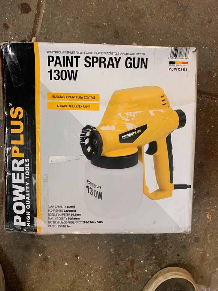 Powerplus Verfspuitpistool 130W - Nieuw in doos!, Doe-het-zelf en Verbouw, Gereedschap | Overige machines, Nieuw, Ophalen of Verzenden