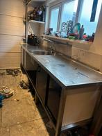 Rvs werk bank  met  opberg kast 2 x., Ophalen of Verzenden