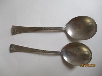 Art Deco verzilverde lepels 2 stuks, 18 cm. lang beschikbaar voor biedingen
