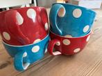 4 Polka Dot Soepkommen V&D Aardewerk, Huis en Inrichting, Keuken | Servies, Ophalen, Gebruikt, Kom(men), Overige stijlen
